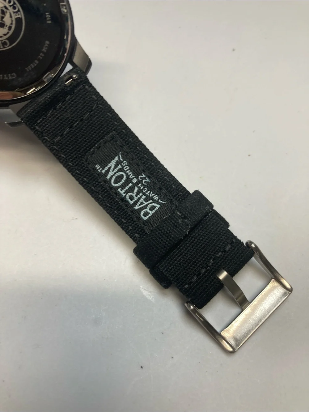 Citizen E101-S064783, eco drive, Blacked out Dial, Black Barton Canvas Strap